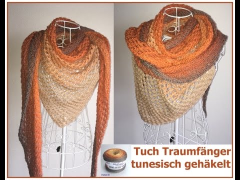 Dreamcatcher scarf with 1 BOBBEL Tunisian crochet with Veronika Hug