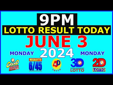 Lotto Result Today 9pm June 3 2024 (PCSO)