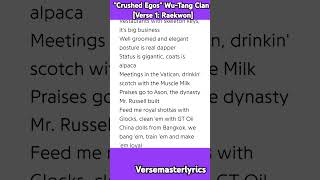 Crushed Egos Wu-Tang Clan [Verse 1: Raekwon]  #rap #hiphop #wutangclan #lyrics