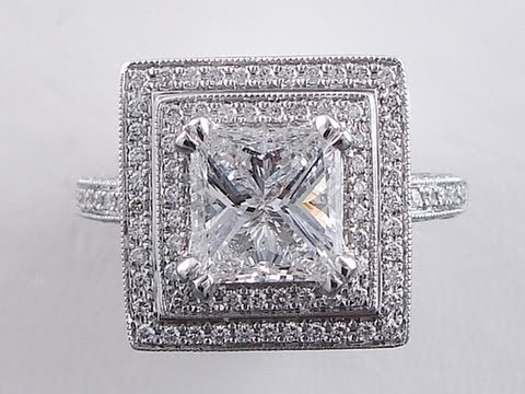 2.56 ctw Princess Cut F VS2 Diamond Engagement Ring - BigDiamondsUSA