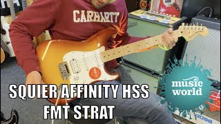 Video thumbnail for BRAND NEW SQUIER AFFINITY HSS FLAME MAPLE TOP STRATOCASTER Demo! Music World Ipswich! by Music World