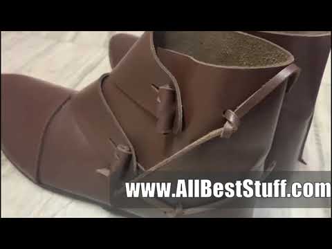 Watch YouTube Video for Medieval Leather Shoes Handmade Jorvik Style