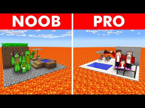 NOOB vs PRO Doomsday Bunker Survival Battle on a Volcanic Island in Minecraft