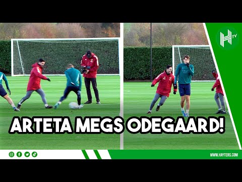 Arteta NUTMEGS Odegaard in LIVELY Arsenal training session!