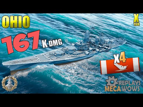 Ohio 4 Kills 167K Damage | World of Warships