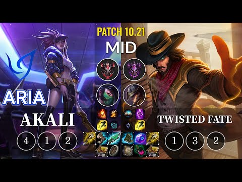 CGA Aria Akali vs Twisted Fate Mid - KR Patch 10.21
