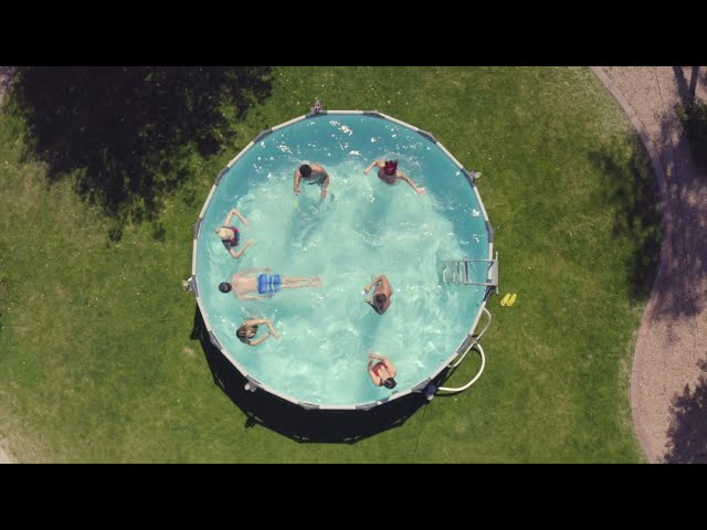 مسبح اعمدة دائري رصاصي مع فلتر وسلم وغطاء 4.57×4.5...