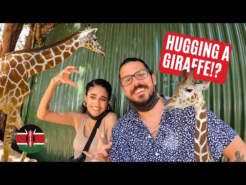 HUGGING A GIRAFFE in NAIROBI