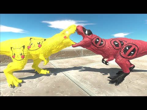 PIKACHU T REX DEATH FALL - Animal Revolt Battle Simulator Death Run