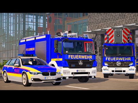 Blue Emergency Call 112 - Wiesbaden Fire Brigade Truck, Firefighter on Duty! 4K