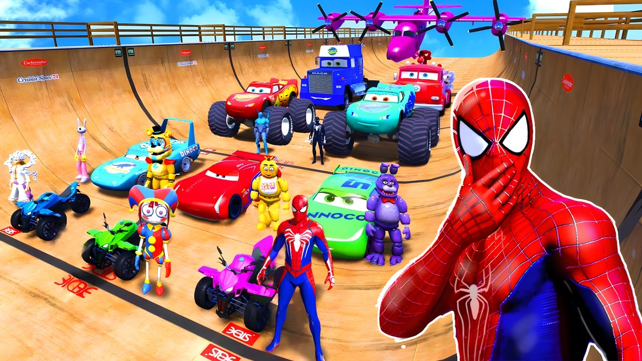 Spider-Man vs Venom vs Catnap Join in Epic Mega Ramp Madness | GTA 5 Superhero Stunt Race