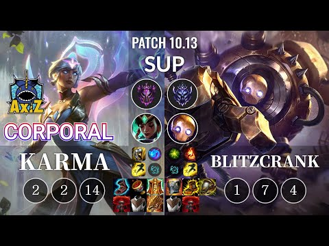 AXIZ Corporal Karma vs Blitzcrank Sup - KR Patch 10.13