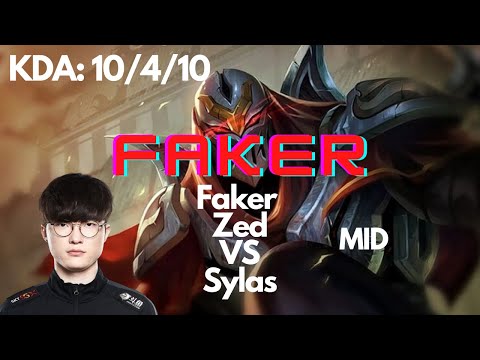 | League of Legends | Zed VS Sylas (MID) | Faker "Hide on bush" Gameplay - Challenger KR