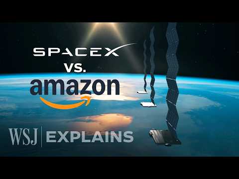 Video thumbnail: Amazon vs. SpaceX: The High-Stakes Battle for Space Internet | WSJ
