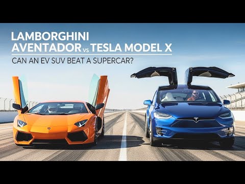 "Lamborghini Aventador vs Tesla Model X – Can an EV SUV Beat a Supercar?" ✅