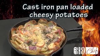 Cast Iron Pan Loaded Cheesy Potatoes. Simple to do and really tasty. 
Have a go at it and leave us a