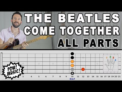 "Come Together" by The Beatles - Guitar Lesson - All Parts w/ FretLIVE animation