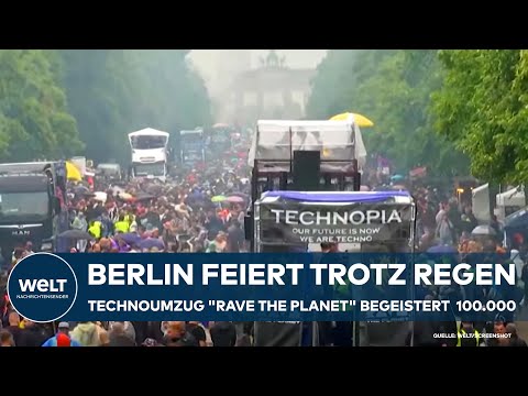 Video Thumbnail: BERLIN: Tanzend durch den Regen - Rund 100.000 feiern beim Technoumzug "Rave the Planet"