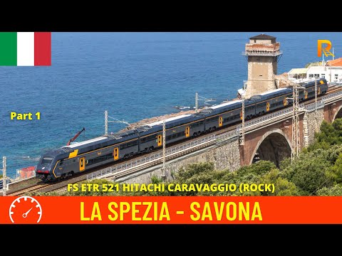 Cab ride La Spezia -Cinque Terre- Savona (Italy, Liguria) to Recco train driver's view in 4K Part 1