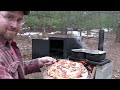 Perfect wood fired pizza at the out door kitchen and making maple syrup