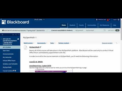Intro Stats Getting Started Using Blackboard And Myopenmath