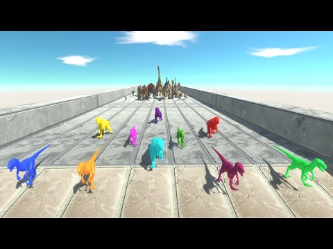 Race to eat Neon Deinonychus & Pachycephalosaurus - Animal Revolt Battle Simulator