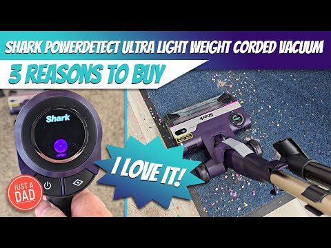 Shark PowerDetect | Corded Stick Vacuum Cleaner for Carpet & Hard Floors | Lightweight Hand Vacuum for Pet Hair with DuoClean | Self-Cleaning Brushroll | HEPA | 3 Attachments | Purple | HZ4001AMZ video review thumbnail