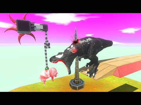 Catch the PIG Pink above Deadly Spike - Animal Revolt Battle Simulator