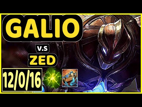 BJERGSEN (GALIO) vs ZED - 12/0/16 KDA MID GAMEPLAY - NA Ranked GRANDMASTER