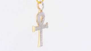 10K Real Gold Ankh Cross Religious Pendant Real Diamond