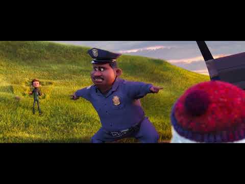 Trailer image of the forest sequence at dusk, Barney and Ron under a glowing sky before the storm