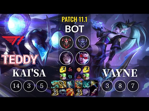 T1 Teddy Kai'Sa vs Vayne Bot - KR Patch 11.1