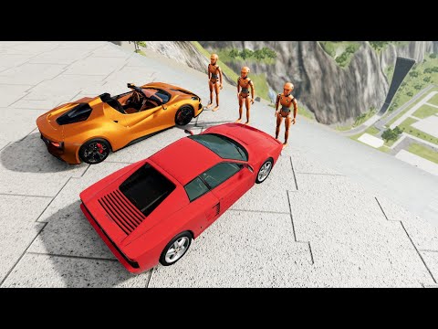 Expensive Cars Insane Stairs Jumps Down (Crash Test) - BeamNG.drive Stairs Jumps With Expensive Cars