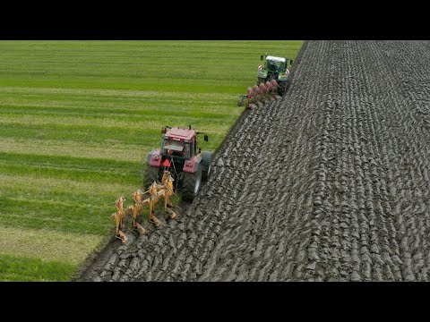 Ploughing w/ Case IH 1455 & Fendt 724 - 9 furrow | Kverneland & Rumptstad | PURE SOUND