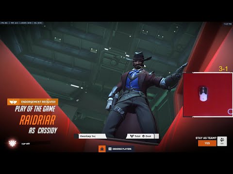 POTG! GALE DOMINATING WITH NEW BUFF CASSIDY IN COMPETITIVE -OVERWATCH 2 SEASON 3 GAMEPLAY
