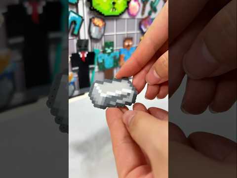 I made an iron ingot from Minecraft using Perler beads.#perlerbeads #minecraft #pixelart #diycrafts