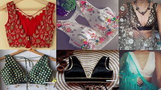 New Model  V-Neck Sleevless Blouse Designs||Modern V-Cut Blouse Front & Back Neck Designs