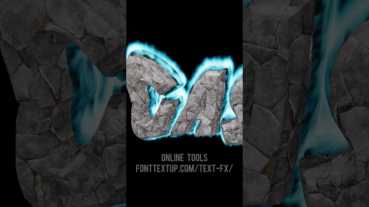 Epic Blue Flame Text & Stone Typography 3D  #3dtext #fontstyle #typography #3d #flame