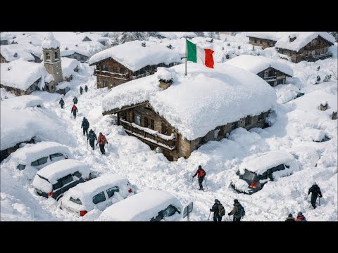 Schneesturm-Chaos in Italien! Autos und Häuser im Piemont verschüttet. Heftiger Schneefall