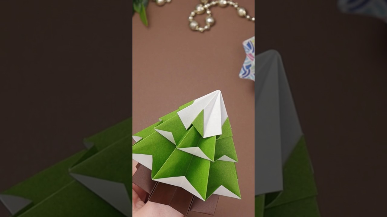 【折り紙ツリー】きれいな立体クリスマスツリーｌちょこんと可愛い！ 手のひらサイズ！3D Mini Origami Christmas Tree