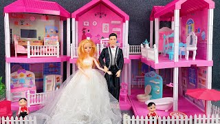 11 Minutes Satisfying with Unboxing Pink Barbie Toy House Play Set Review | ASMR