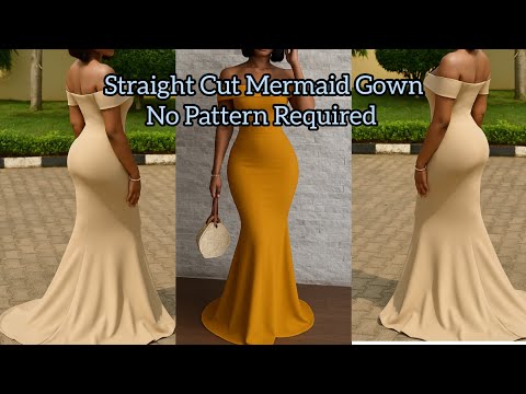 How to Cut and Sew a Stunning Mermaid Gown with Train | Step-by-Step Tutorial for Perfect Fit 