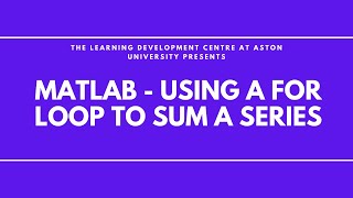 MATLAB - Summation using a For loop