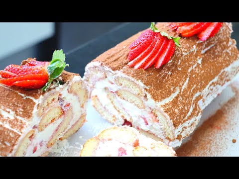 Como hacer tiramisu de fresas fácil y super rápido // Postre sin horno