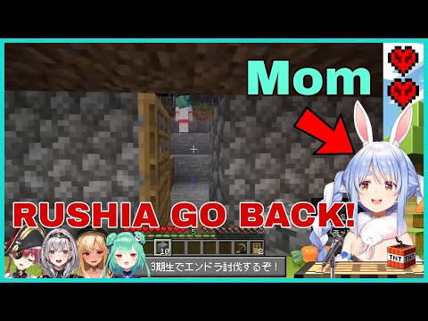 Hololive Cut - Pekora Scold Rushia Who Wander Around With One Life Left | Minecraft [Hololive/Eng Sub]