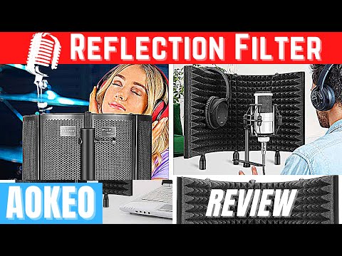 Aokeo Studio Recording Microphone Isolation Shield with Pop Filter & Tripod Stand,High Density Absorbent Foam to Filter Vocal,Foldable Sound Shield for Blue Yeti and Condenser Microphones video review thumbnail