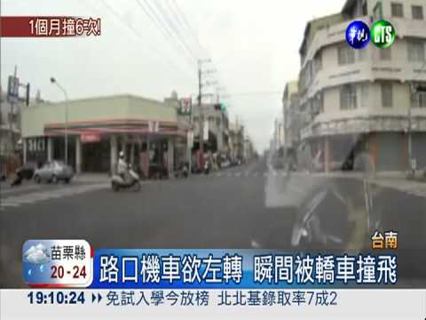 直行轎車狂飆! 機車左轉被撞飛