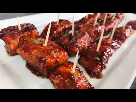 SWEET AND SPICY BBQ SALMON BITES RECIPE /HOW TO MAKE SWEET & SPICY BBQ SALMON BITES