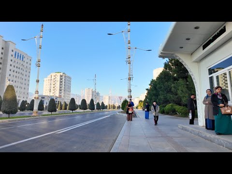 🇹🇲Morning Walk in Ashgabat • 4K 60fps / TURKMENISTAN WALKING TOUR 2024
