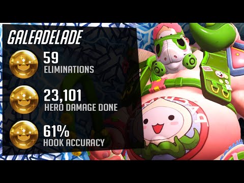 Gale Insane Roadhog - 59 elims! POTG! [ Overwatch Season 26 Top 500 ]